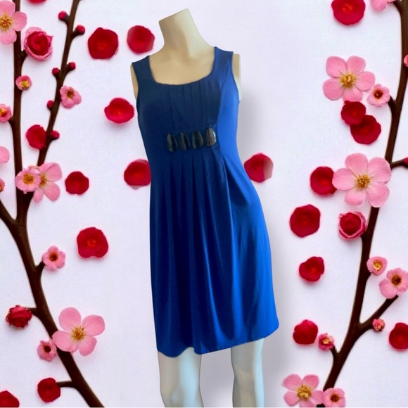En Focus Studio Royal Blue Empire Waist Sleeveless Pleated Dress Women’s Size 4 - Picture 1 of 15